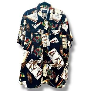 VTG 90s Panhandle Slim Native American Print Pearl Snap Men’s Button Up Sz 20